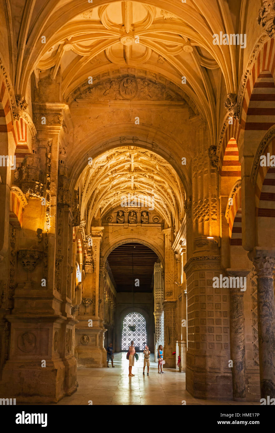 Cordoba, Cordoba Province, Andalusia, Spain.  Interior of La Mezquita, the Great Mosque.  Also known as the mosque-cathedral.  The Historic Centre of  Stock Photo