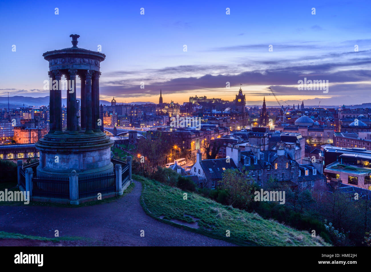 Edinburgh skyline with the Edinburgh castle in the background viewed
