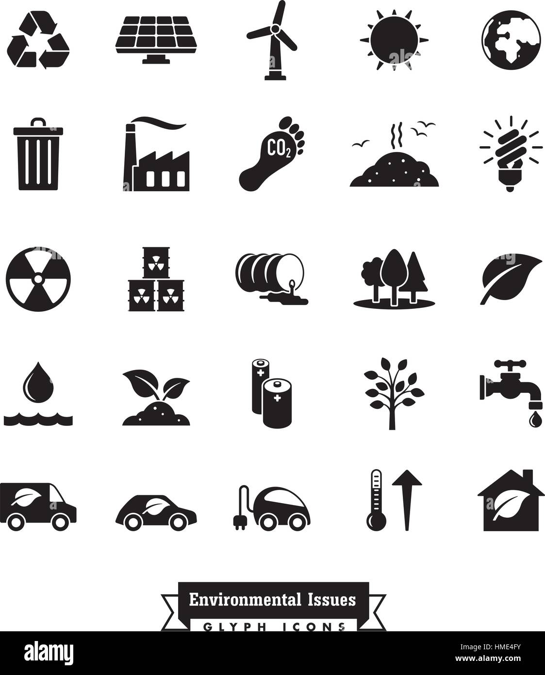 Collection of Environment and Climate related vector icons Stock Vector