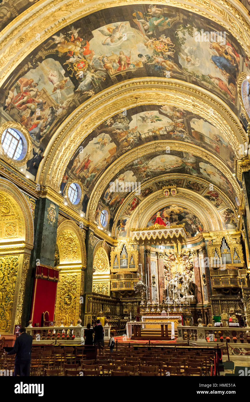 Interior of St. John's Co-Cathedral, Valletta, Malta Stock Photo