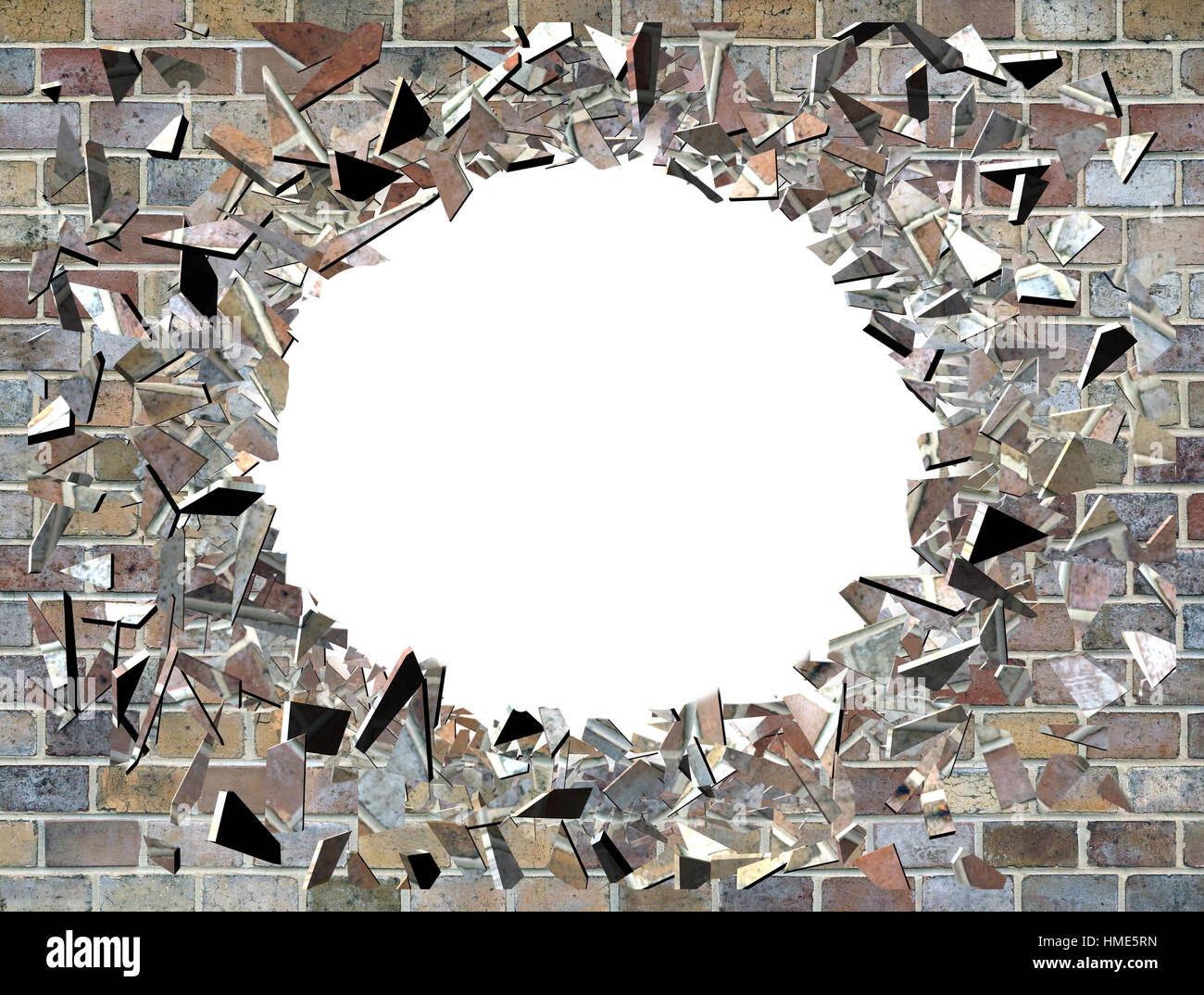 Hole in the wall - exploding wall Stock Photo