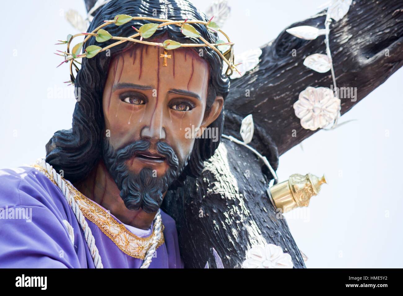 Detail Of Statue Of Christ Carrying The Cross Lenten Procession Of Stock Photo Alamy