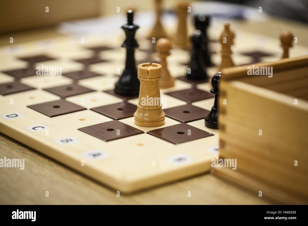Blind people playing showdown game. Showdown is a fast-moving sport  originally designed for people with a visual impairment, but you don´t have  to be Stock Photo - Alamy