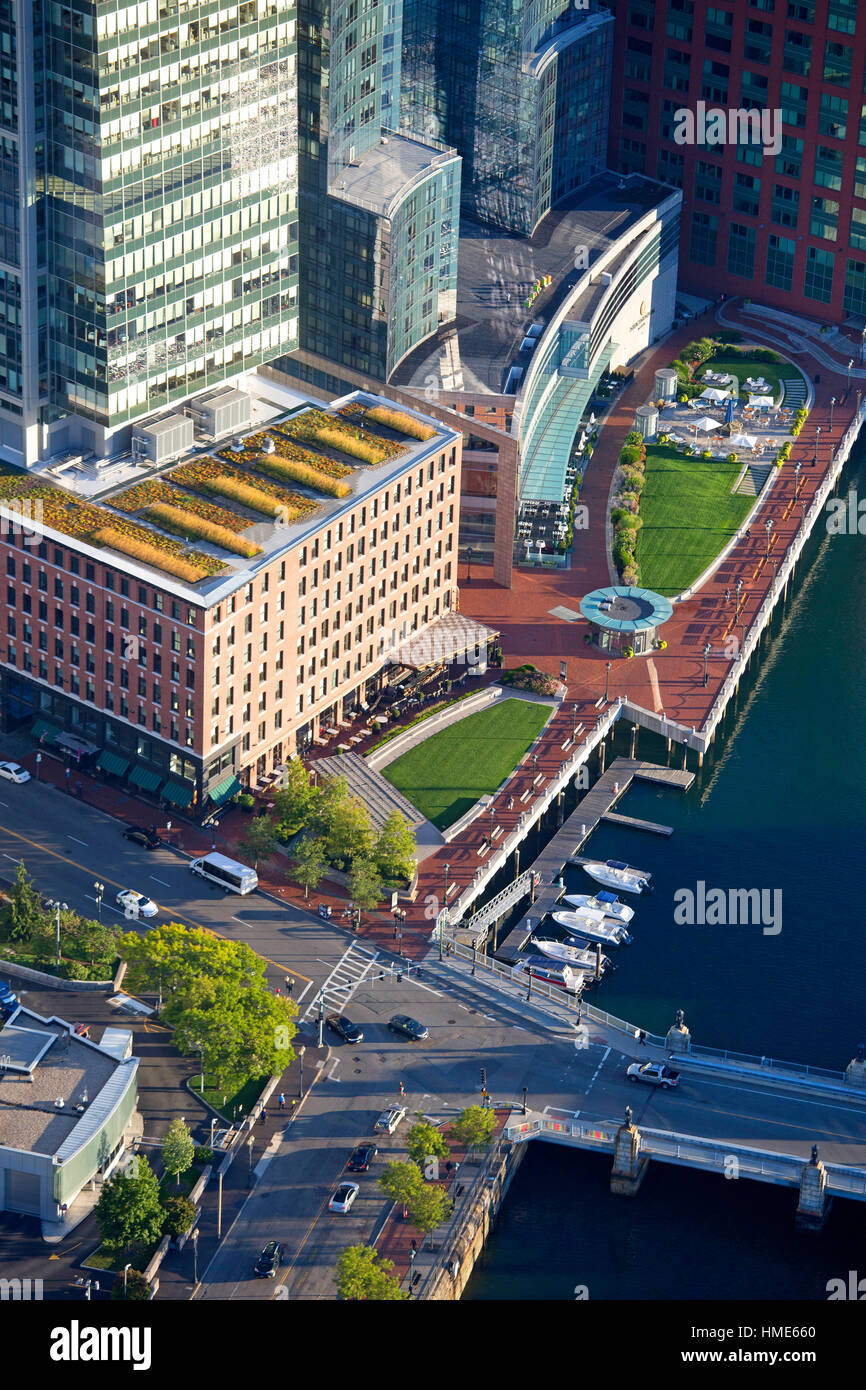 Aerial Fort Point Channel, Intercontinental Hotel, Boston, MA showing