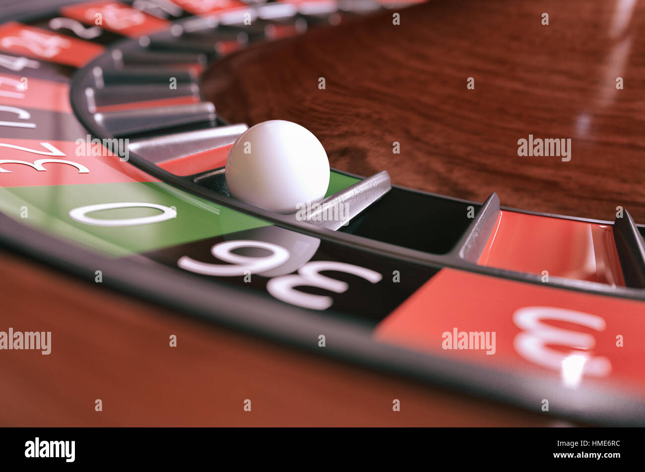 Roulette wheel closeup - 3D Rendering Stock Photo