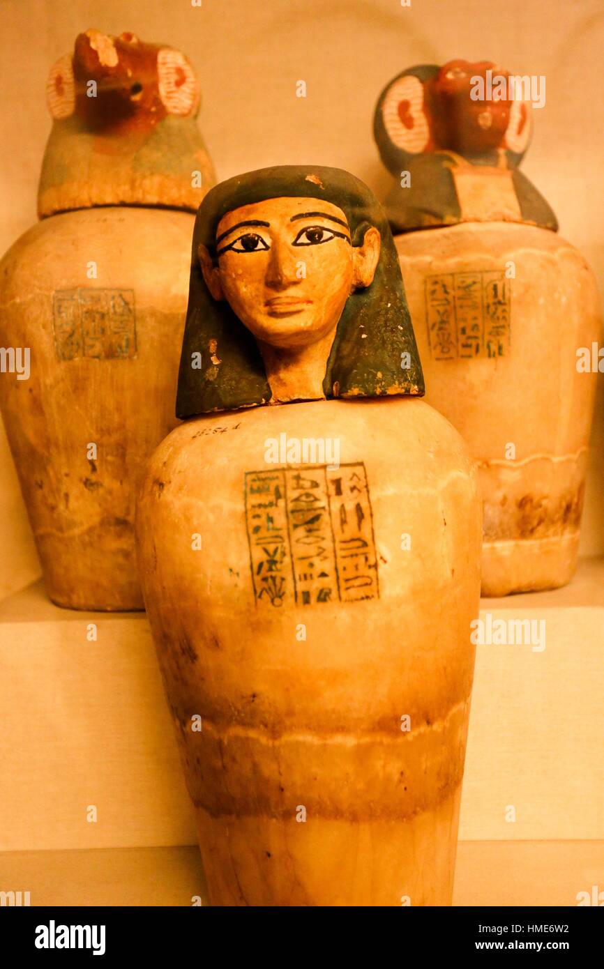Egyptian civilization, ushabtis were funerary figurines, Egyptian Museum. Egypt Stock Photo
