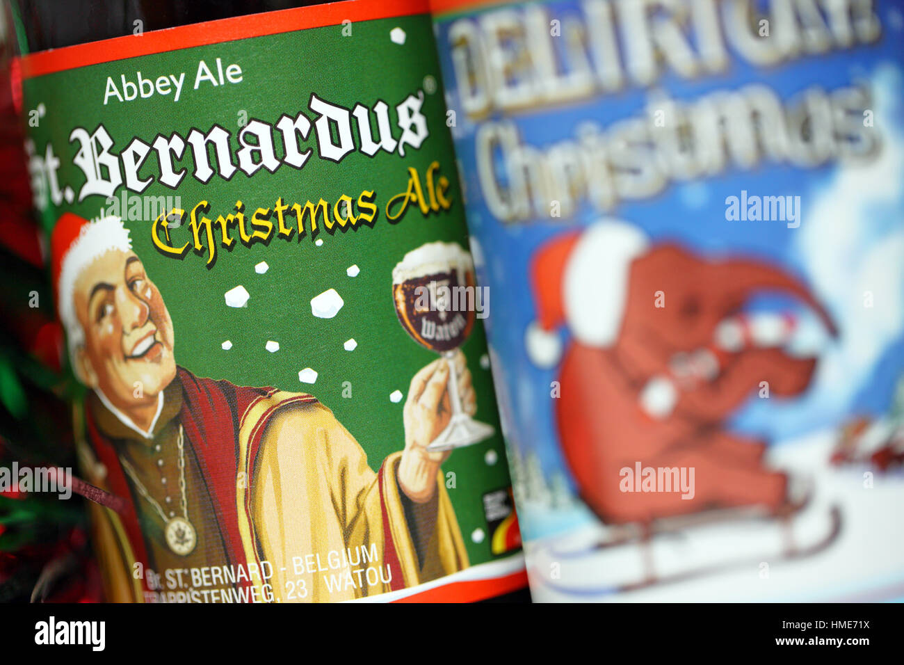 Christmas Belgian beers Stock Photo Alamy
