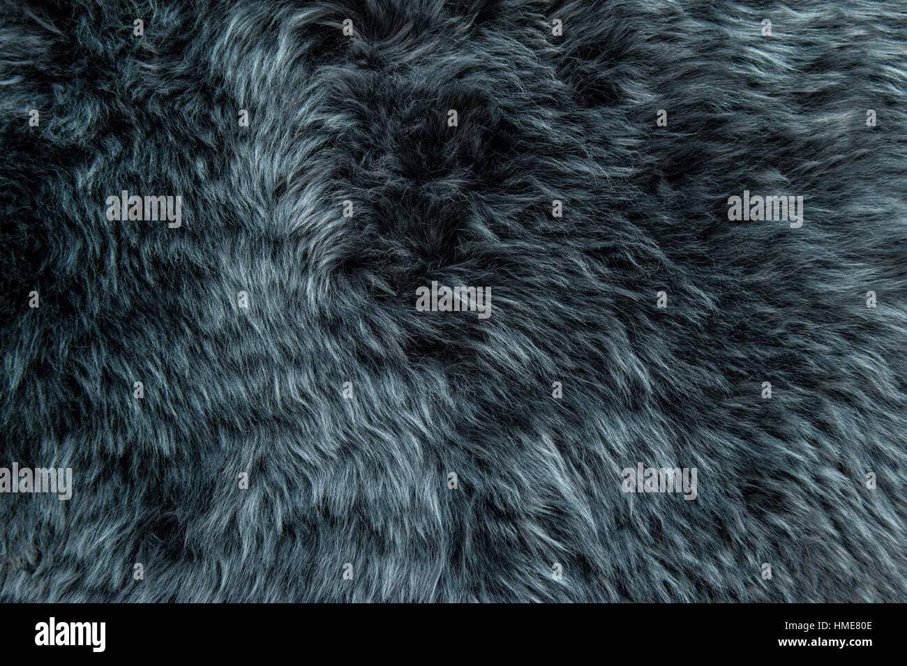 Sheep fur. Grey sheepskin rug background. Wool texture Stock Photo