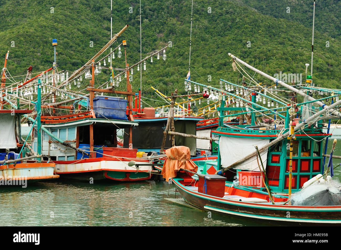 Thailands fisching boats, Ko Pha-Ngan, Thailand Stock Photo