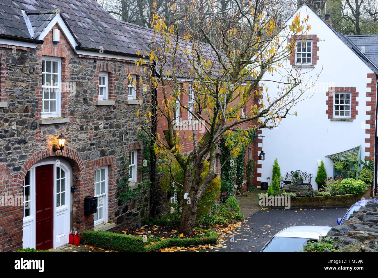Rustic houses in Hillsborough, Lisburn, Northern Ireland Stock Photo
