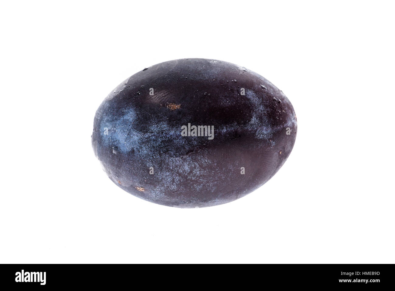 Homegrown organic pile of blue plums isolated on white background
