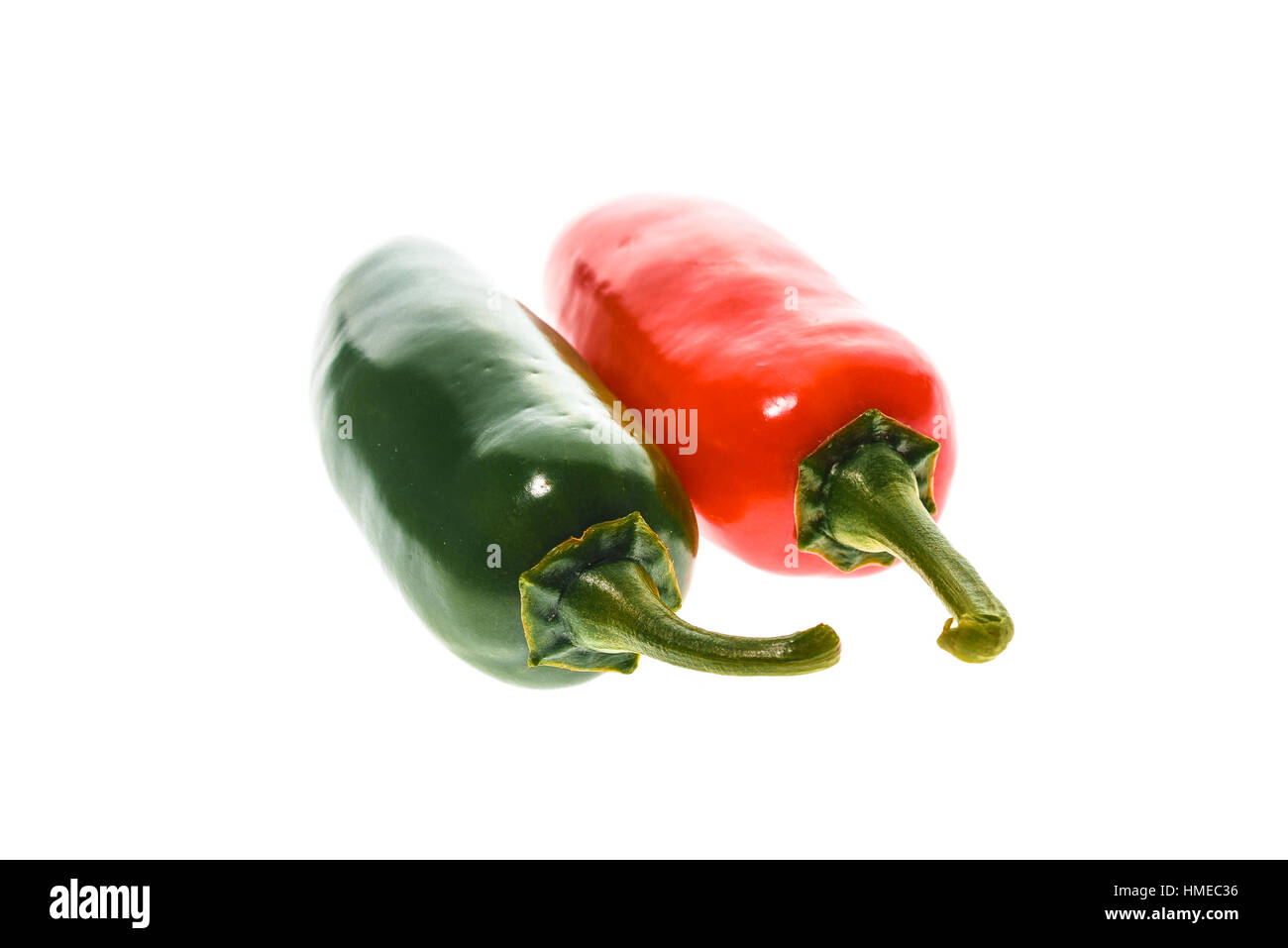 Red and green ripe jalapeno chili hot pepper from caribbean or mexico