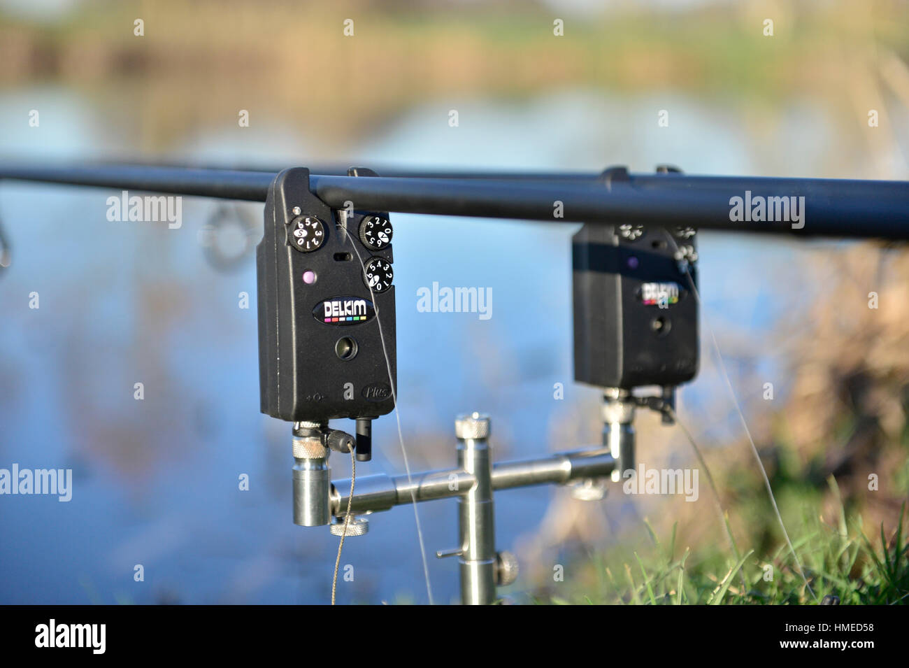 Delkim TXI Plus Electronic Bite Alarms - Fishing Stock Photo