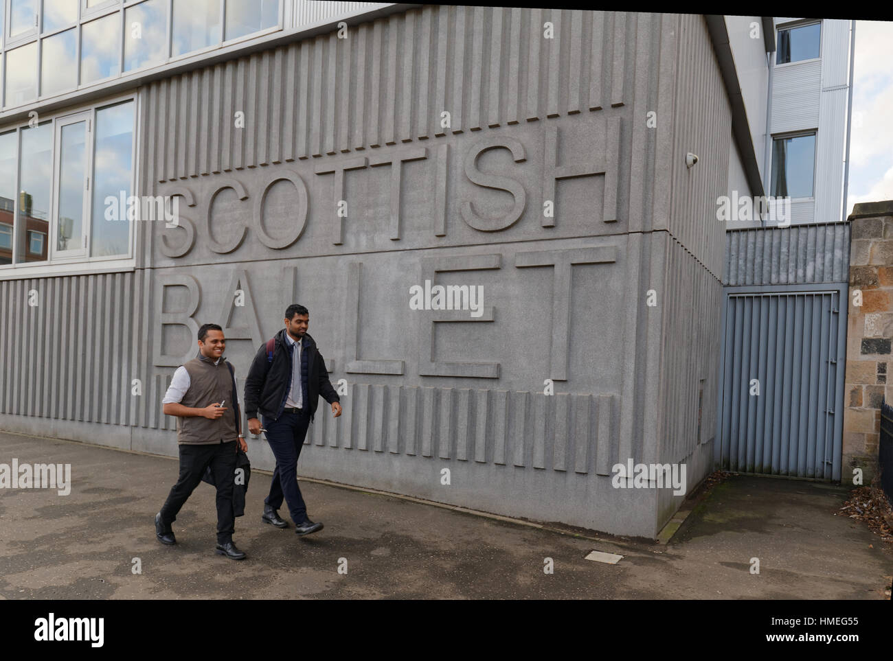 Students Scotland scottish ballet sign on street in the UK everyday scene Stock Photo