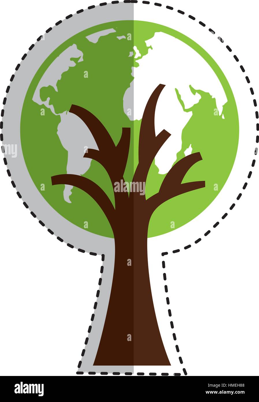 tree plant with earth planet vector illustration design Stock Vector ...