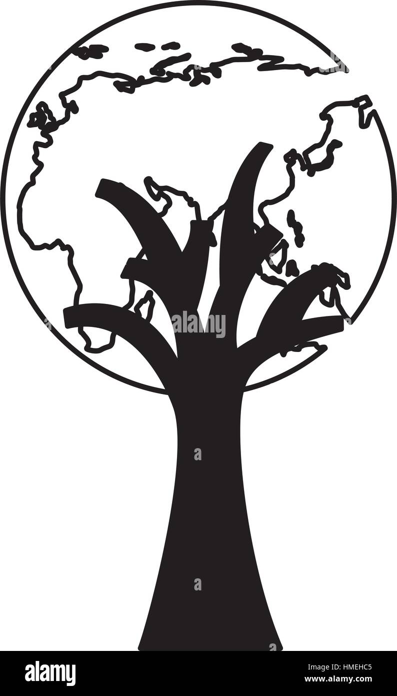 tree plant with earth planet vector illustration design Stock Vector ...