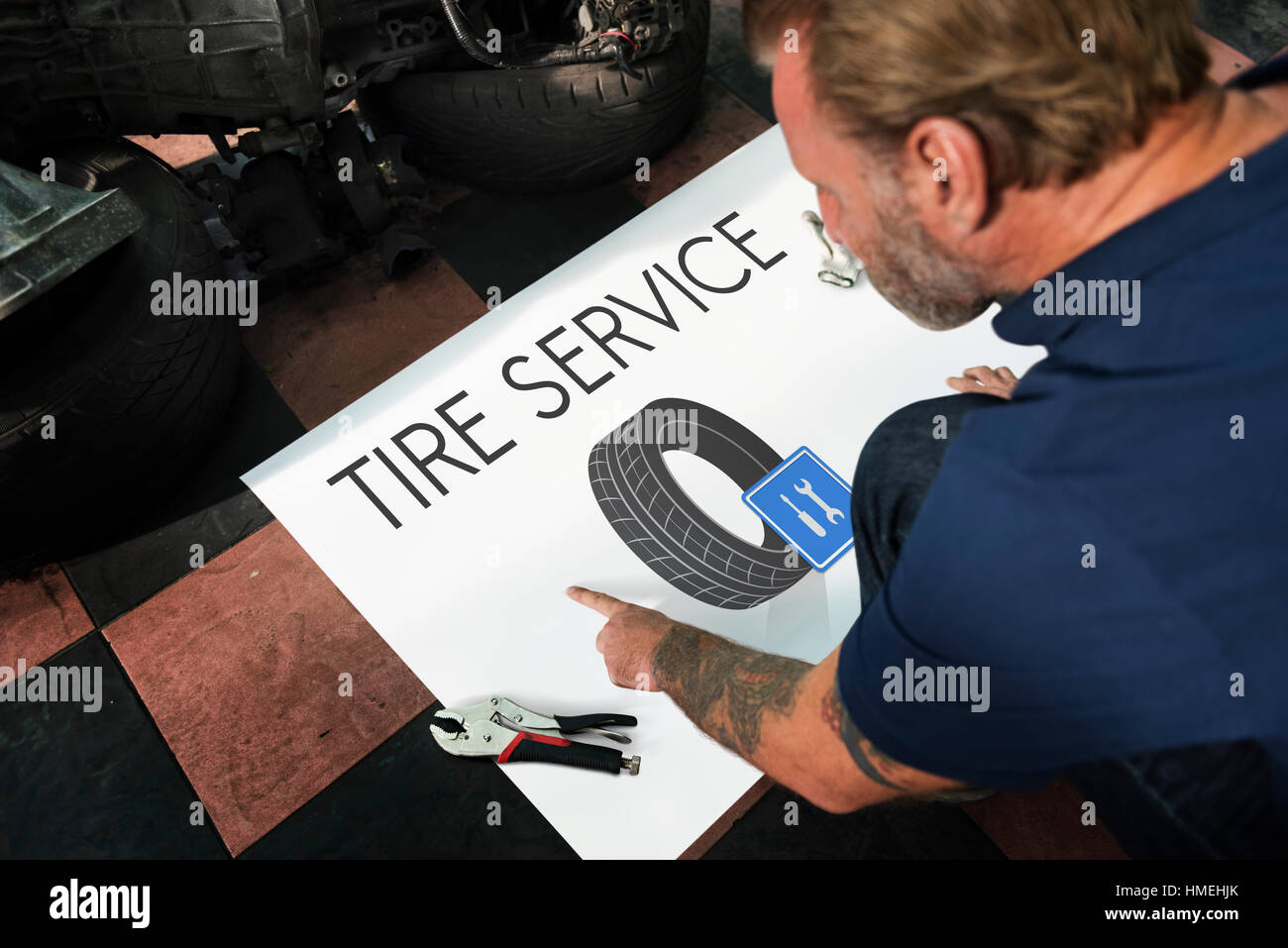Tire Service Wheel Website Concept Stock Photo