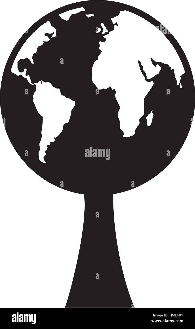 tree plant with earth planet vector illustration design Stock Vector ...