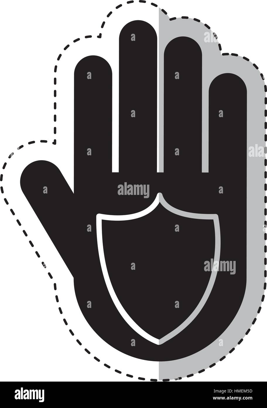 hand human with shield silhouette icon vector illustration design Stock ...