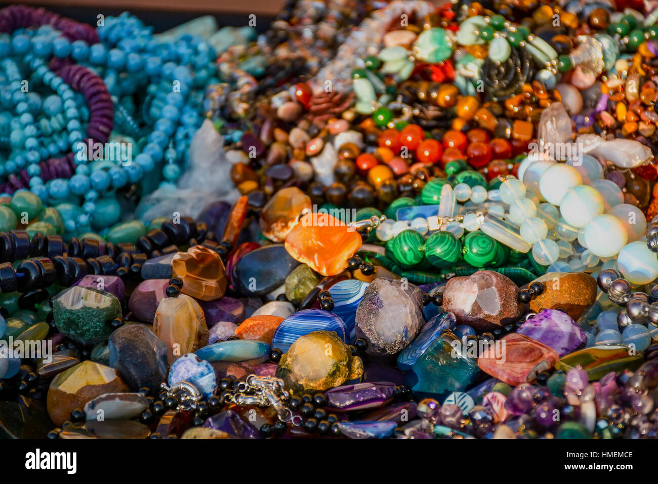Jewelry of semiprecious stones Stock Photo Alamy