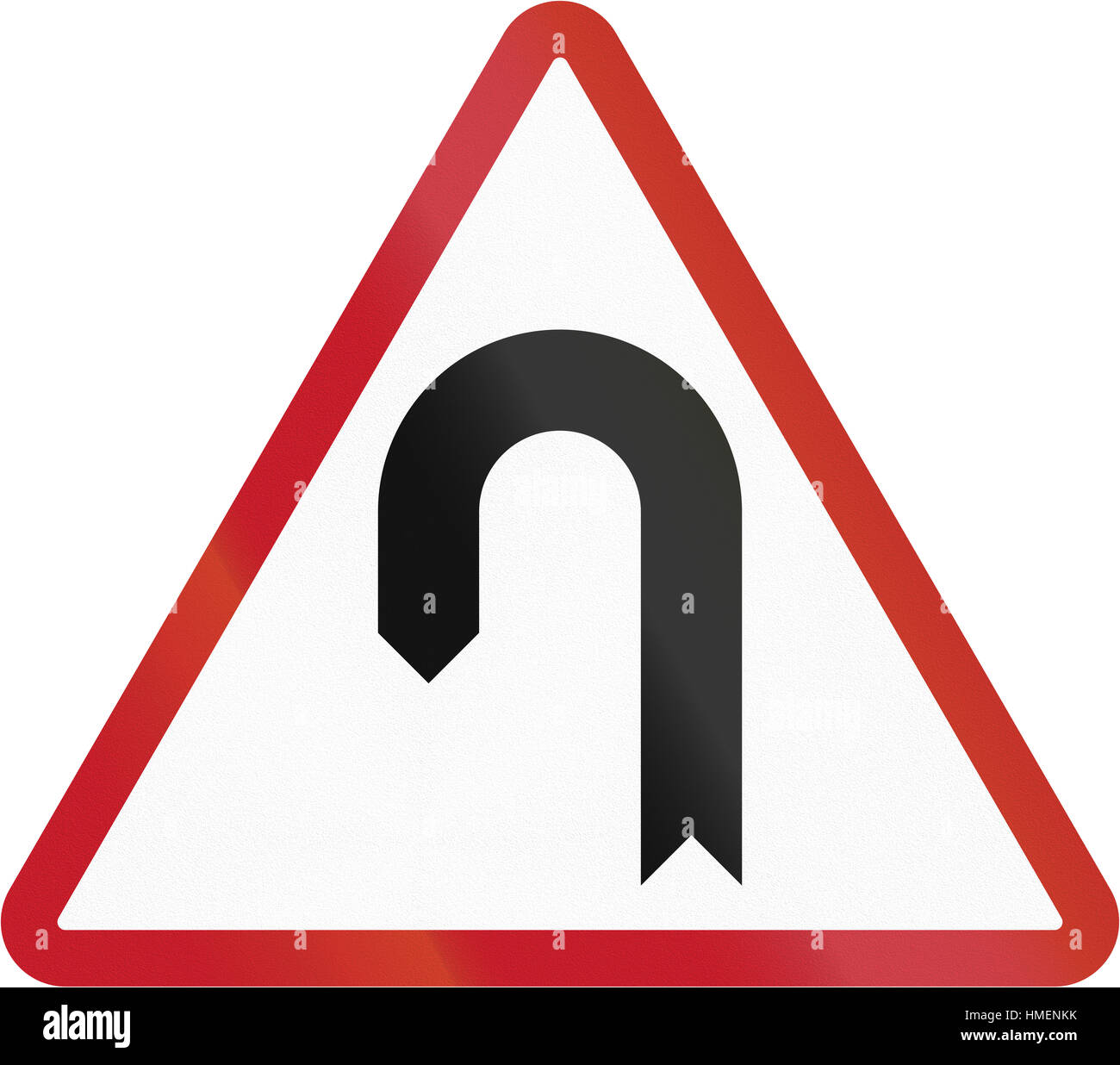 Road sign in the Philippines - Hairpin Bend. Stock Photo