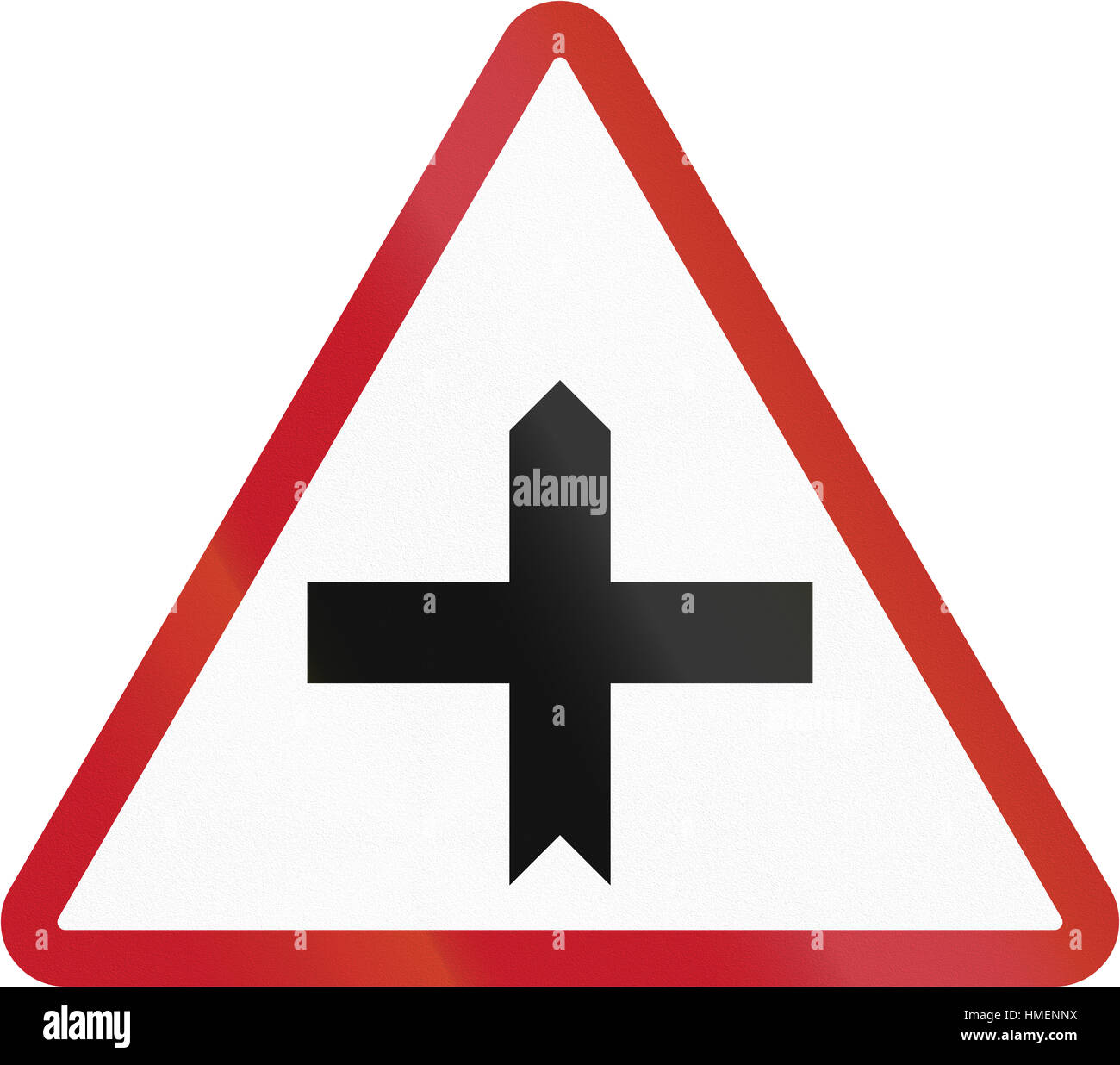 Road sign in the Philippines Crossroads with priority Stock Photo Alamy