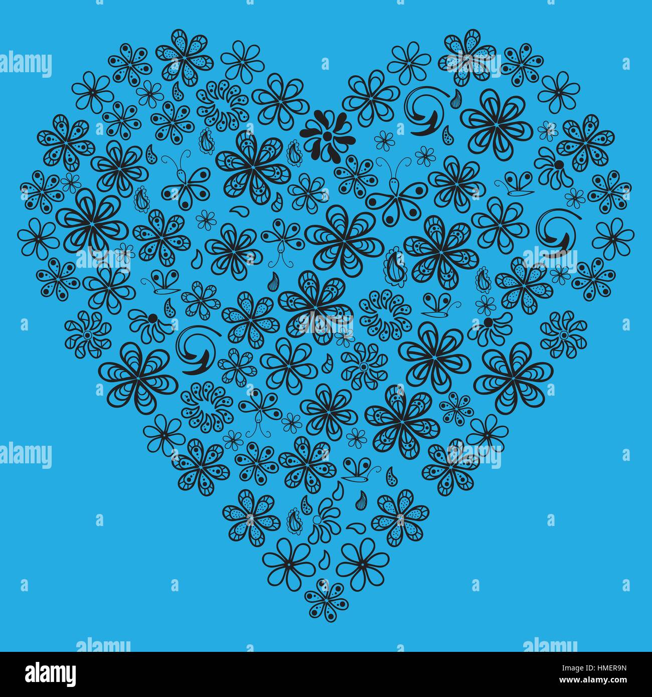 Love concept of flowers in the shape of a heart Stock Vector Image ...