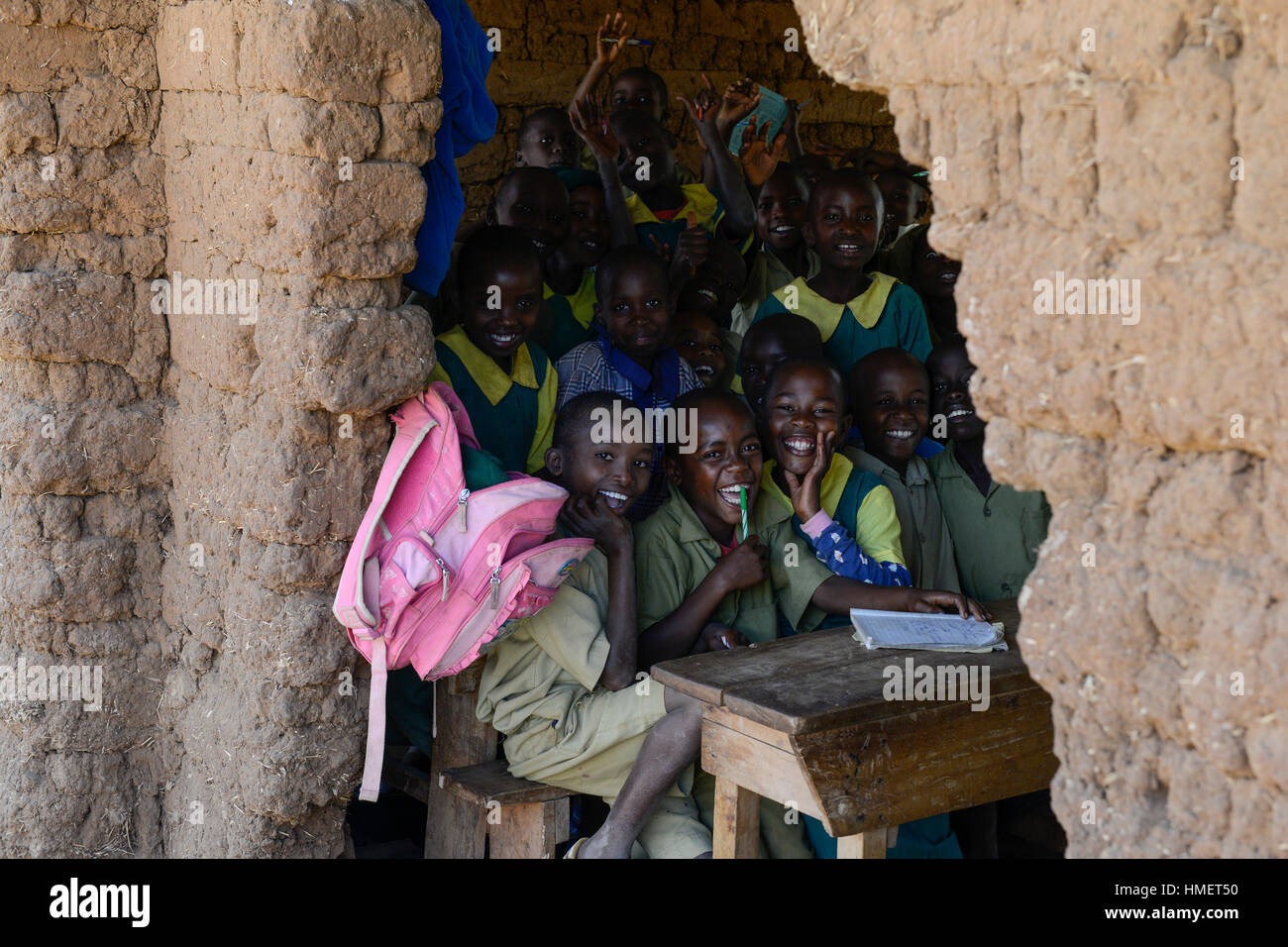 KENYA, Mount Kenya East, Region South Ngariama, goverment village school with classroom in bad condition Stock Photo