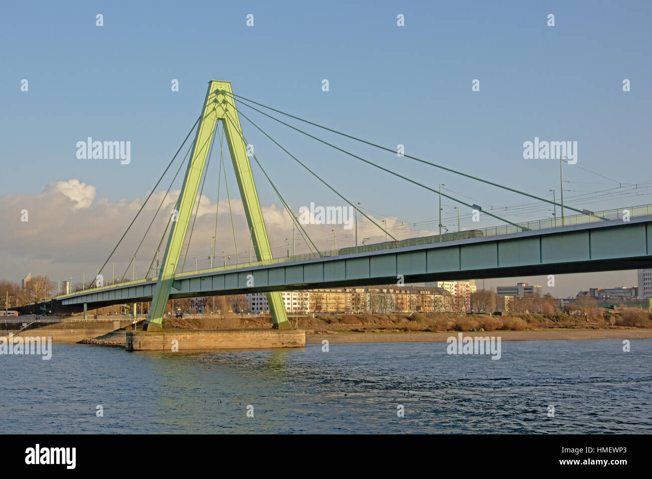 Severin suspension bridge over the Rhine in Cologne, Germany, designed