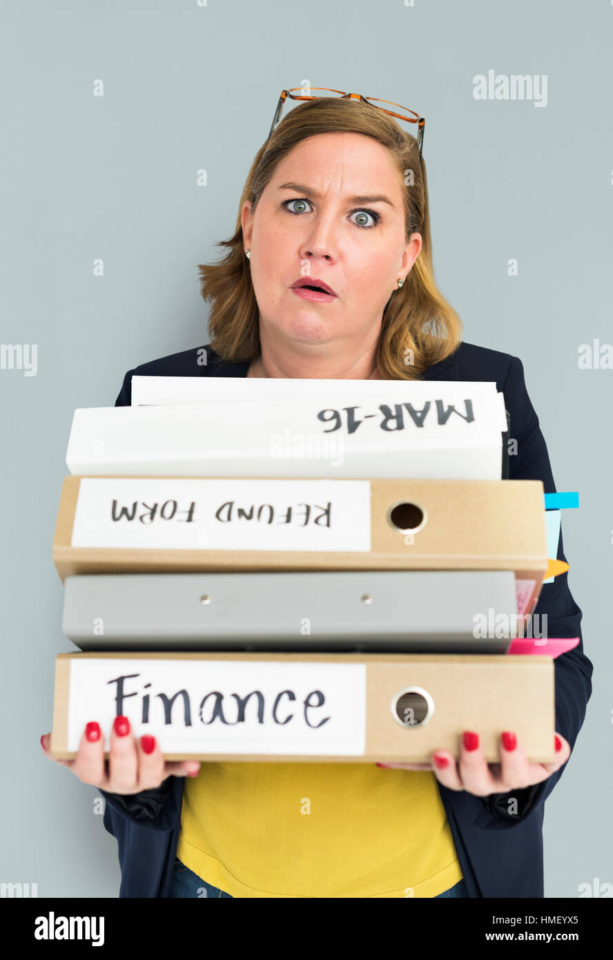 Woman Stress Overload Hard Working Concept Stock Photo