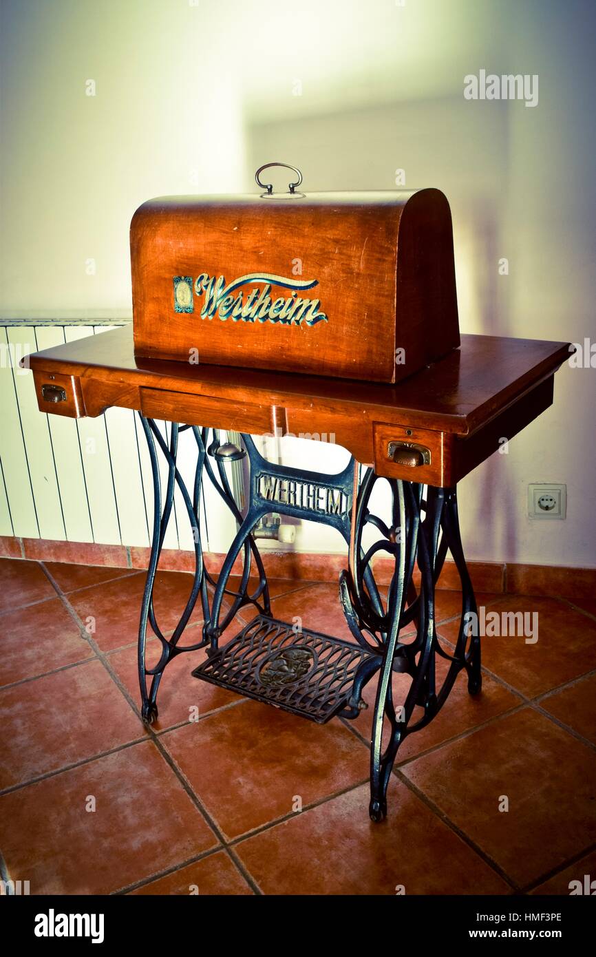 Sewing machine and case Stock Photo Alamy