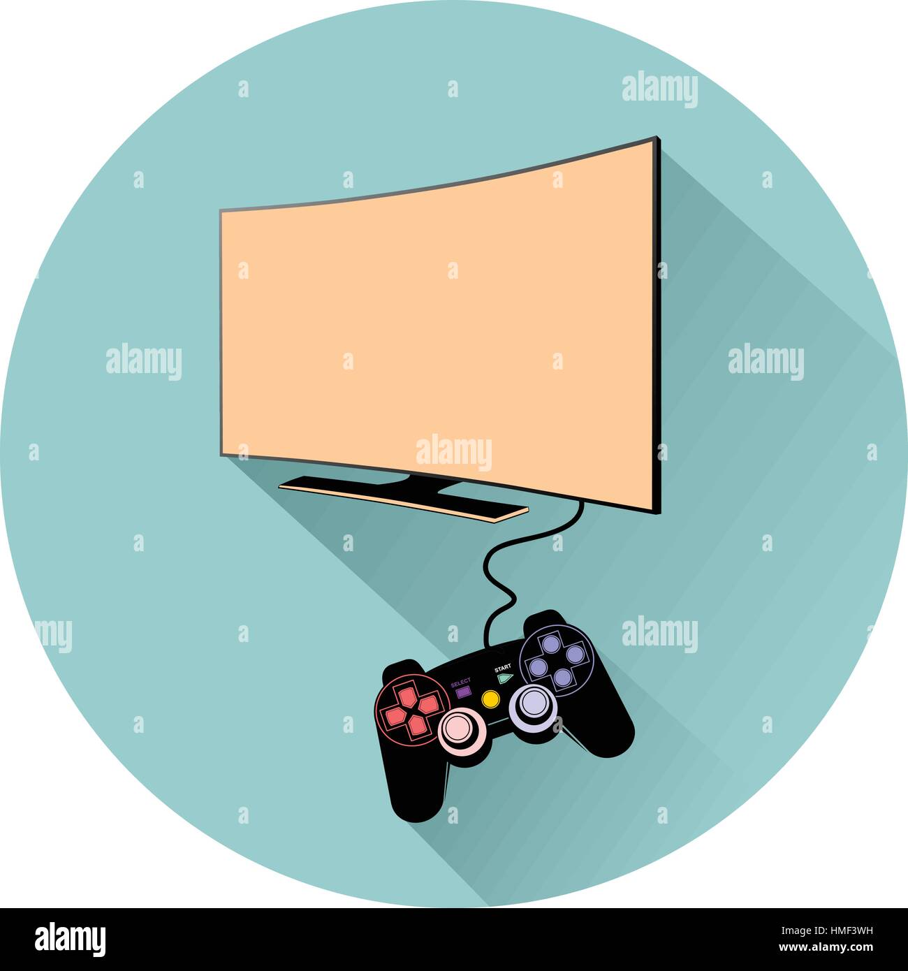 Sony Playstation 4 with TV Stock Vector