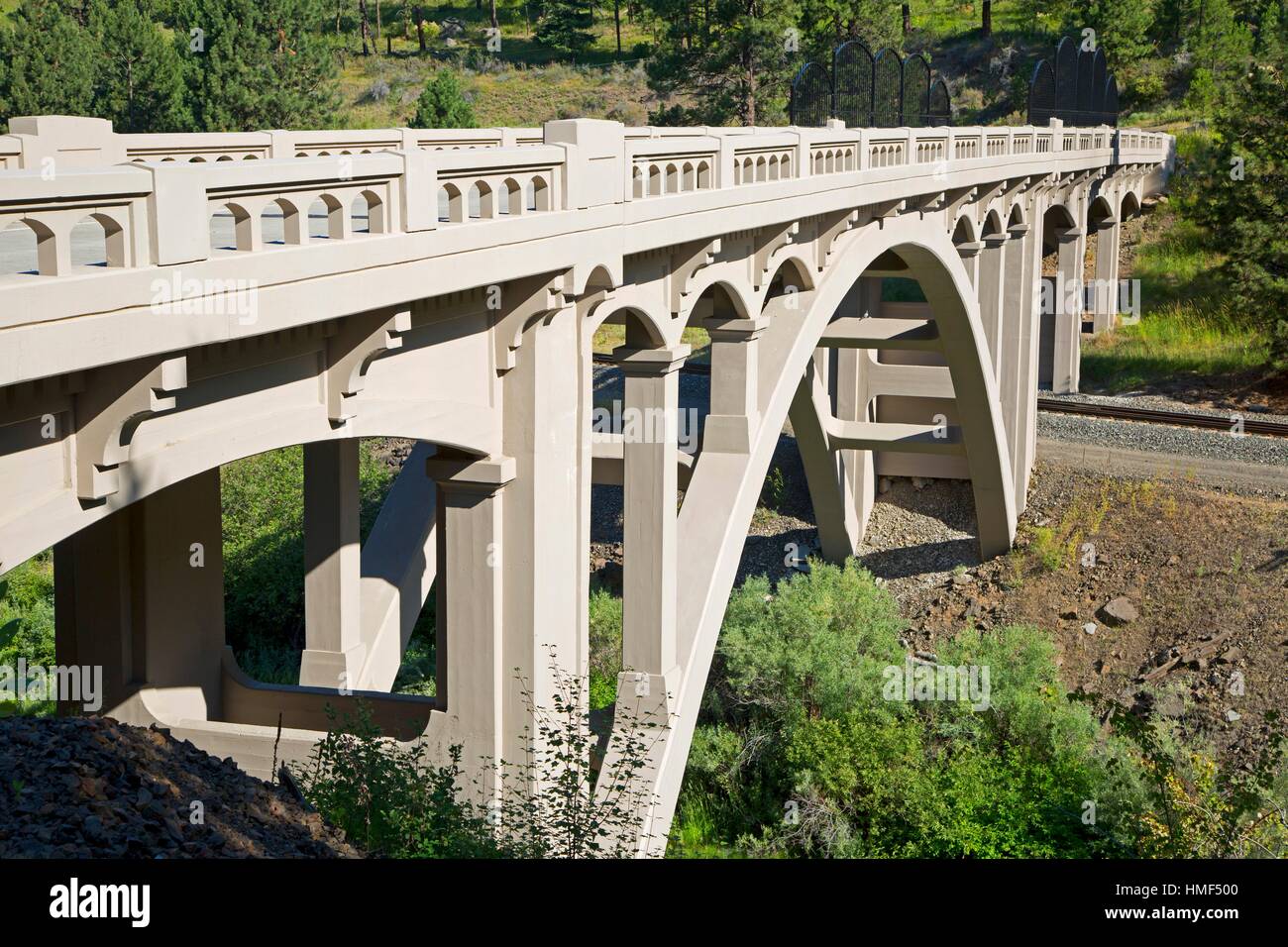 Upper Perry Arch Bridge, Union County, Oregon. Stock Photo
