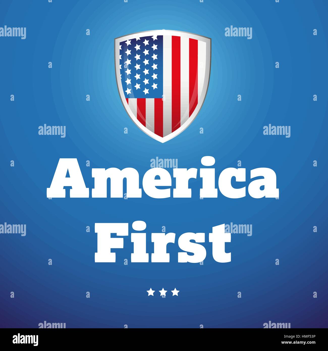 America First banner with USA flag Stock Vector