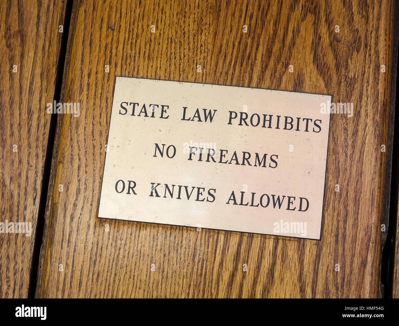 Warning Sign, State Law No Firearms or Knives Allowed, Casino, Deadwood