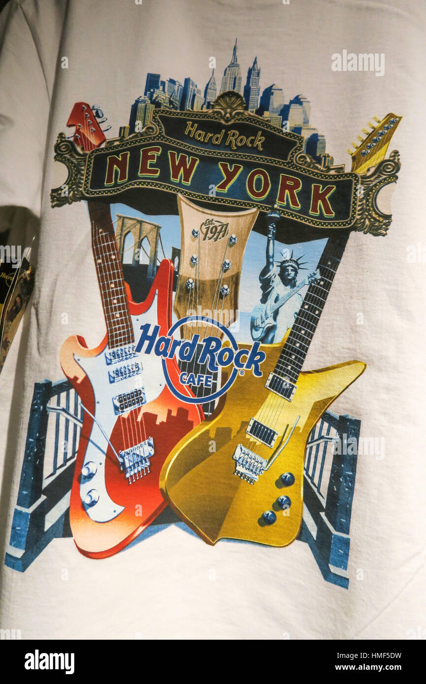 Souvenirs at The Hard Rock Cafe Gift Shop, Times Square, NYC, USA Stock