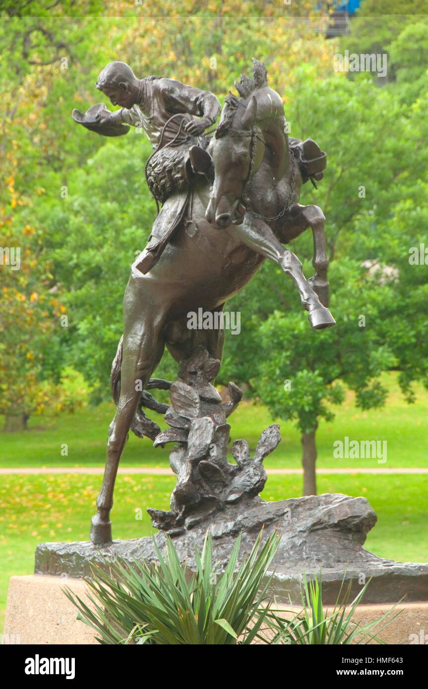 Texas Cowboy statue, Texas Capitol Complex, Austin, Texas Stock Photo