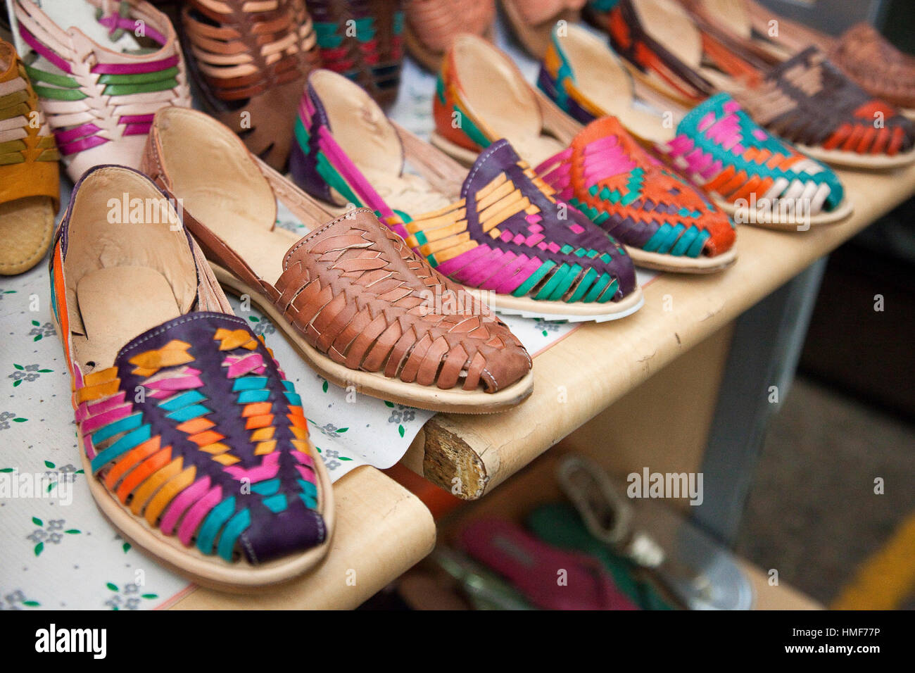 Traditional shoes for sale at the Art and Craft market, San Cristobal de  las Casas, Chiapas State, Mexico, North America Stock Photo - Alamy