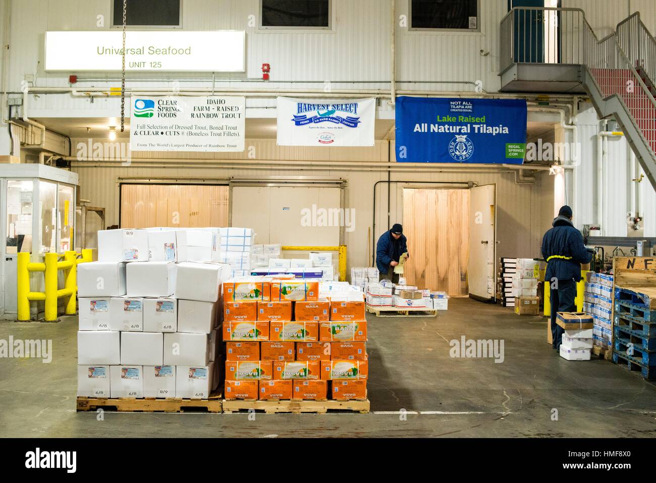 New York City, USA. Interior of the New Fulton Fish Market, Hunts Point