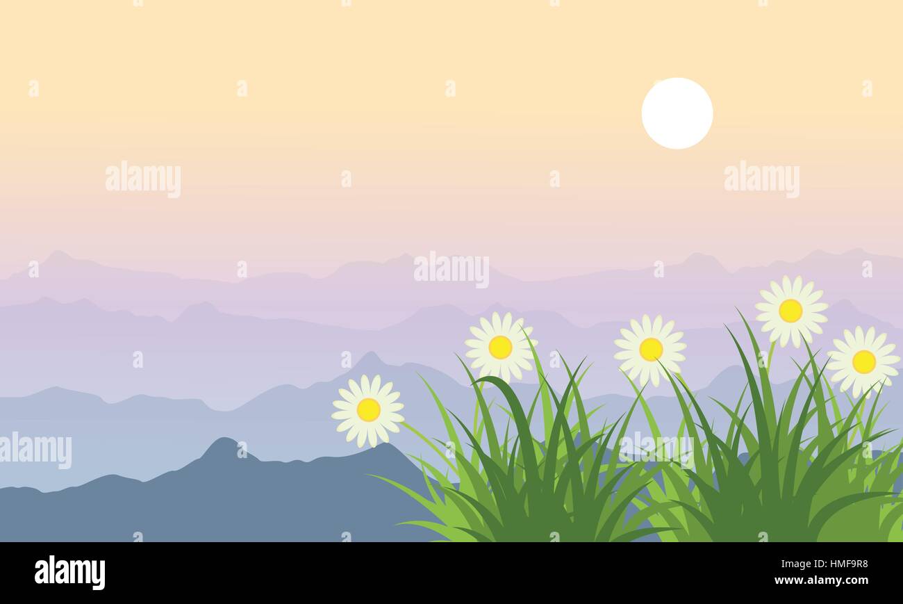 Vector art of flower spring landscape Stock Vector Image & Art - Alamy
