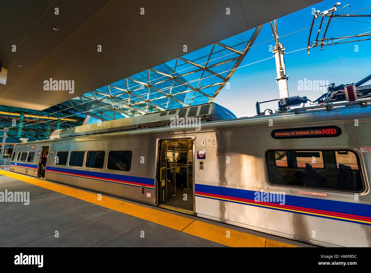 The train station at Denver International Airport, Denver, Colorado USA