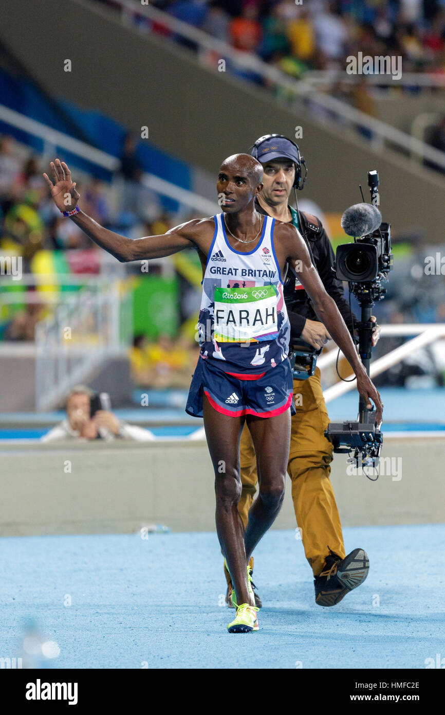 Rio De Janeiro Brazil 13 August 16 Mo Farah Gbr Wins The Gold Medal In The Men S 10 000m At The 16 Olympic Summer Games C Paul J Sutton Pcn Stock Photo Alamy