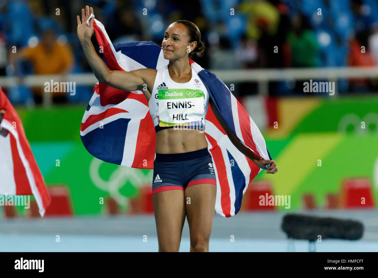 Rio de Janeiro, Brazil. 13 August 2016. Jessica Ennis-Hill (GBR) wins the silver medal in the Heptathlon at the 2016 Olympic Summer Games. ©Paul J. Su Stock Photo
