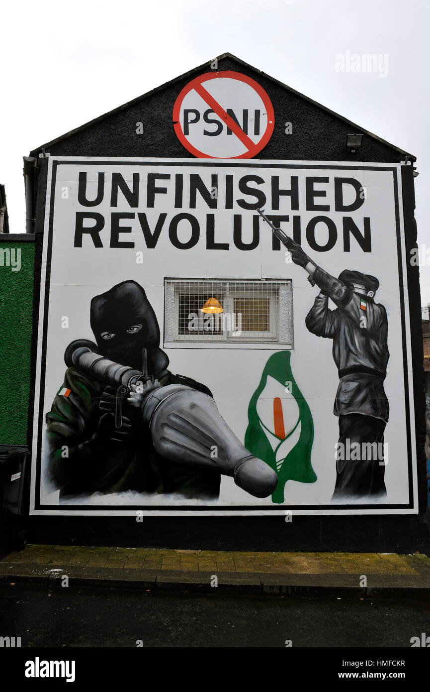 Dissident Irish Republican poster in the Bogside, Derry - Londonderry, Northern Ireland Stock Photo