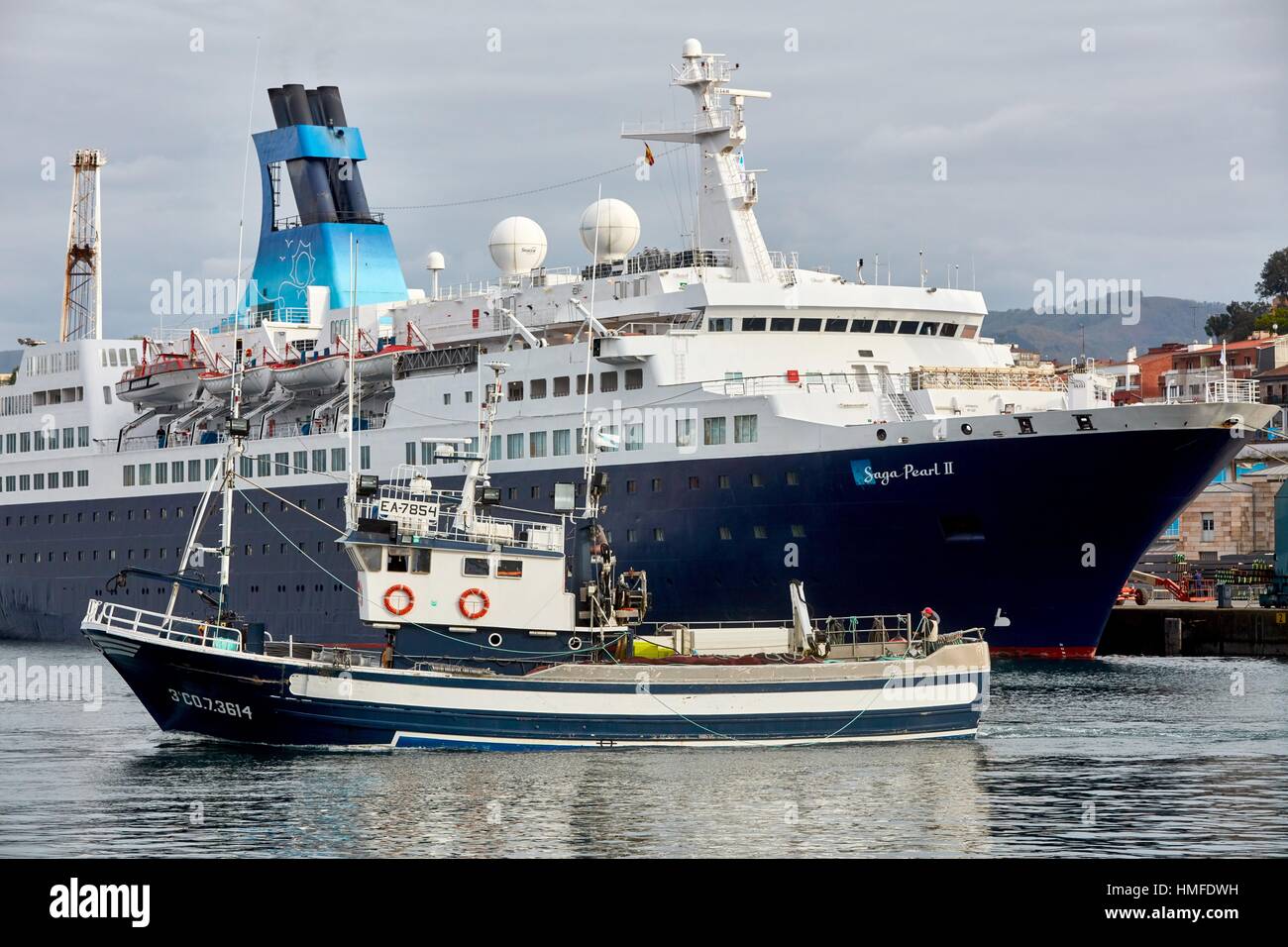 Cruise liner. Passenger ship. Pasaia Port. Gipuzkoa. Basque Country. Spain. Europe. Stock Photo
