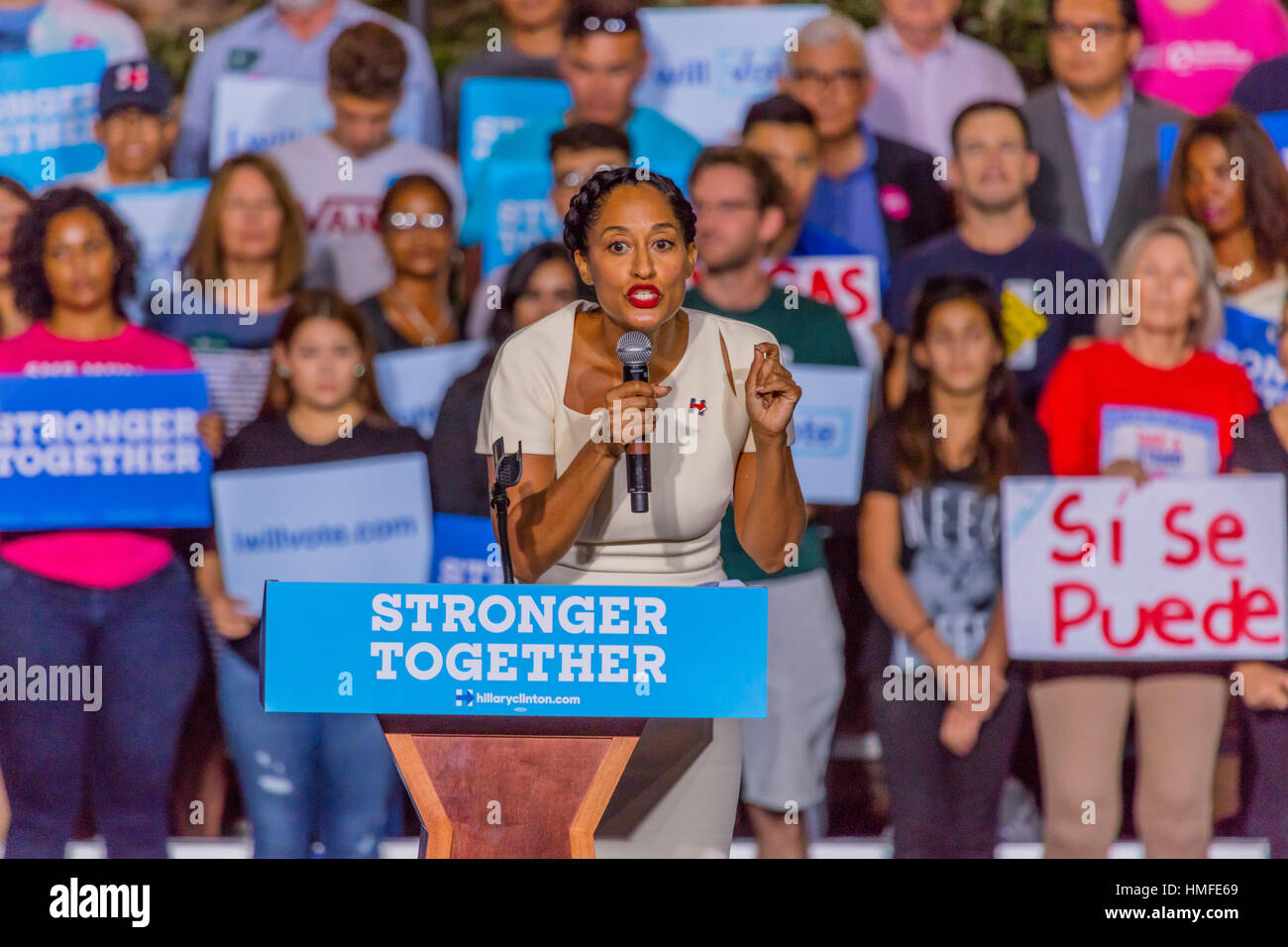 OCTOBER 12, 2016, US Tracie Ellis Ross, TV star, introduces introduces Democratic Candidate Hillary Clinton campaign at the Smith Center for the Arts, Las Vegas, Nevada Stock Photo