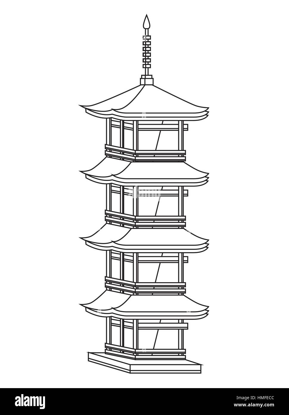 Premium Vector | Pagoda japan building landmarks sketch sketch hand drawn  realistic style isolated on white