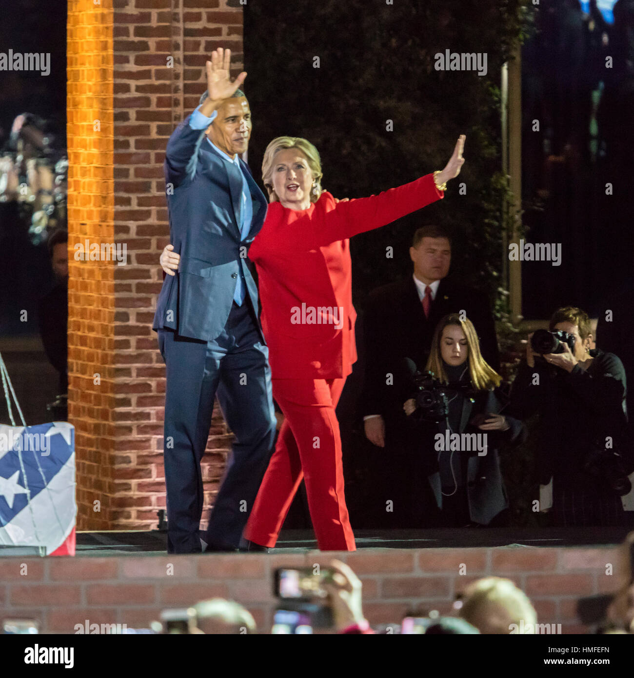NOVEMBER 7, 2016, INDEPENDENCE HALL, PHIL., PA - President Obama and Democratic Presidential Candidate Hillary Clinton Hold Election Eve Get Out The Vote Rally, Independence Hall, Phil., PA Stock Photo