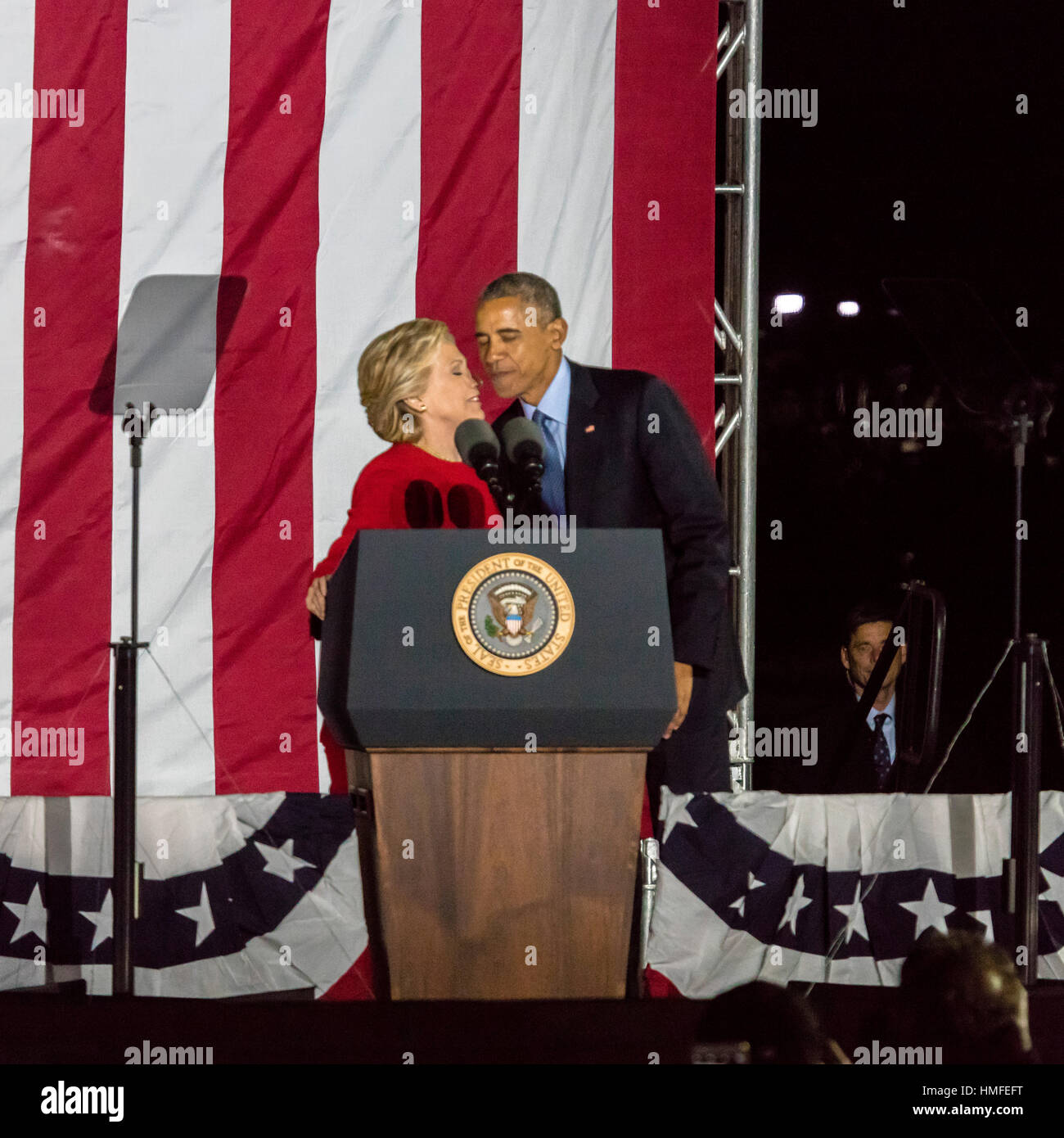 NOVEMBER 7, 2016, INDEPENDENCE HALL, PHIL., PA - President Obama and Democratic Presidential Candidate Hillary Clinton Hold Election Eve Get Out The Vote Rally, Independence Hall, Phil., PA Stock Photo