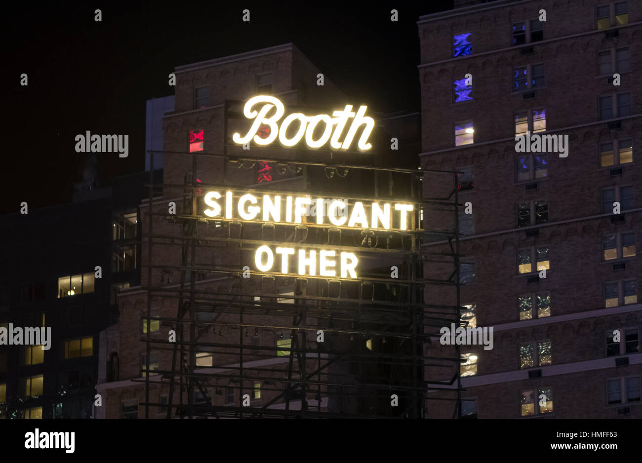 Neon sign for the play Significant Other at the Booth Theatre in New York City Stock Photo